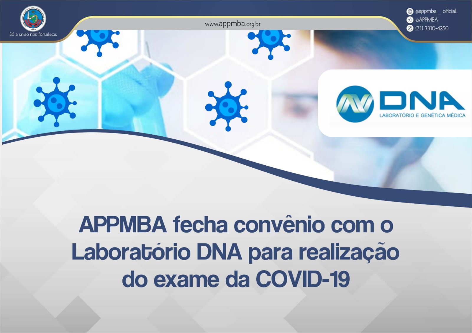APPMBA fecha convênio com o laboratório DNA para realização do exame da COVID-19