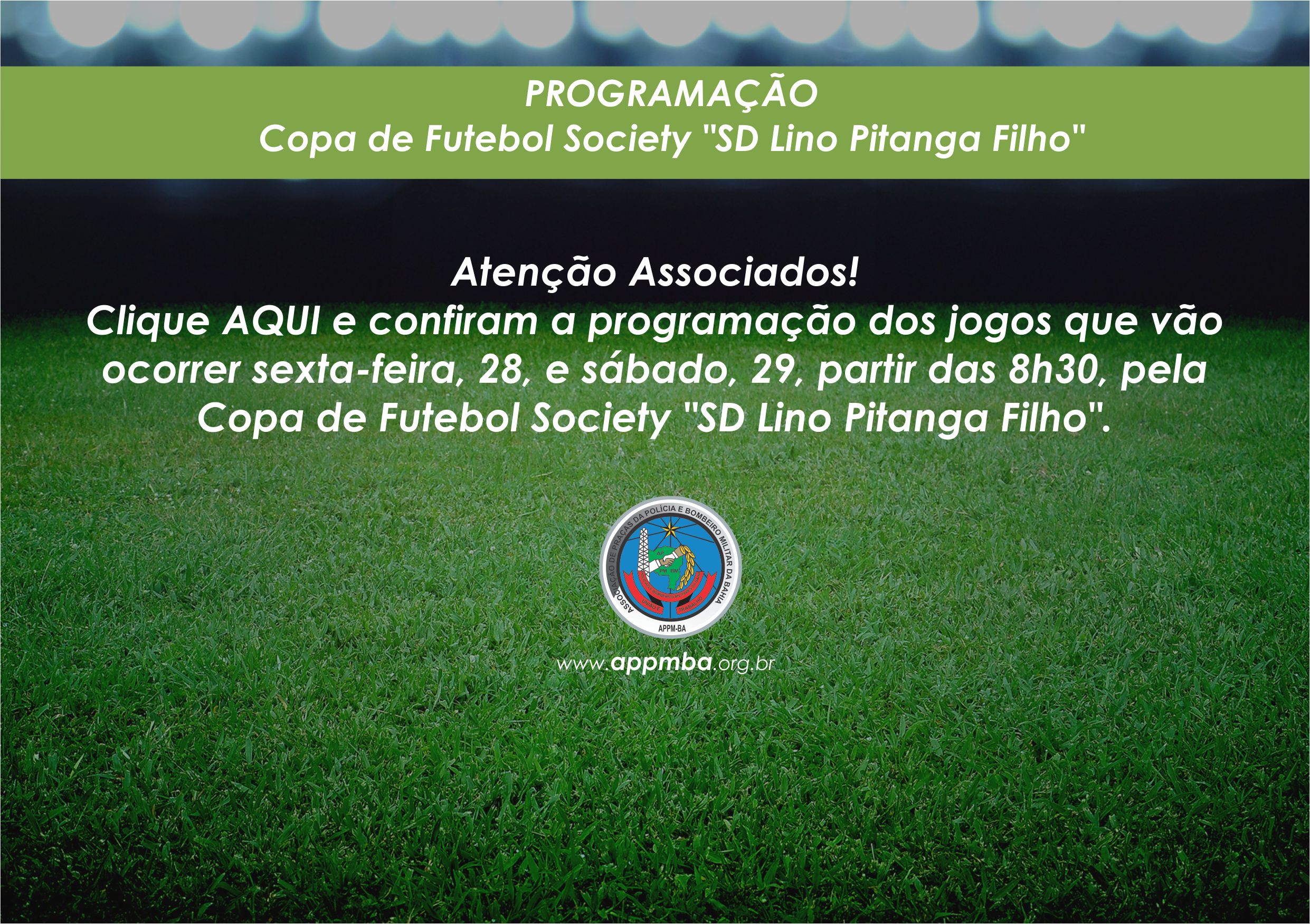 Programação da Copa SD Lino Pitanga, dias 28 e 29/10