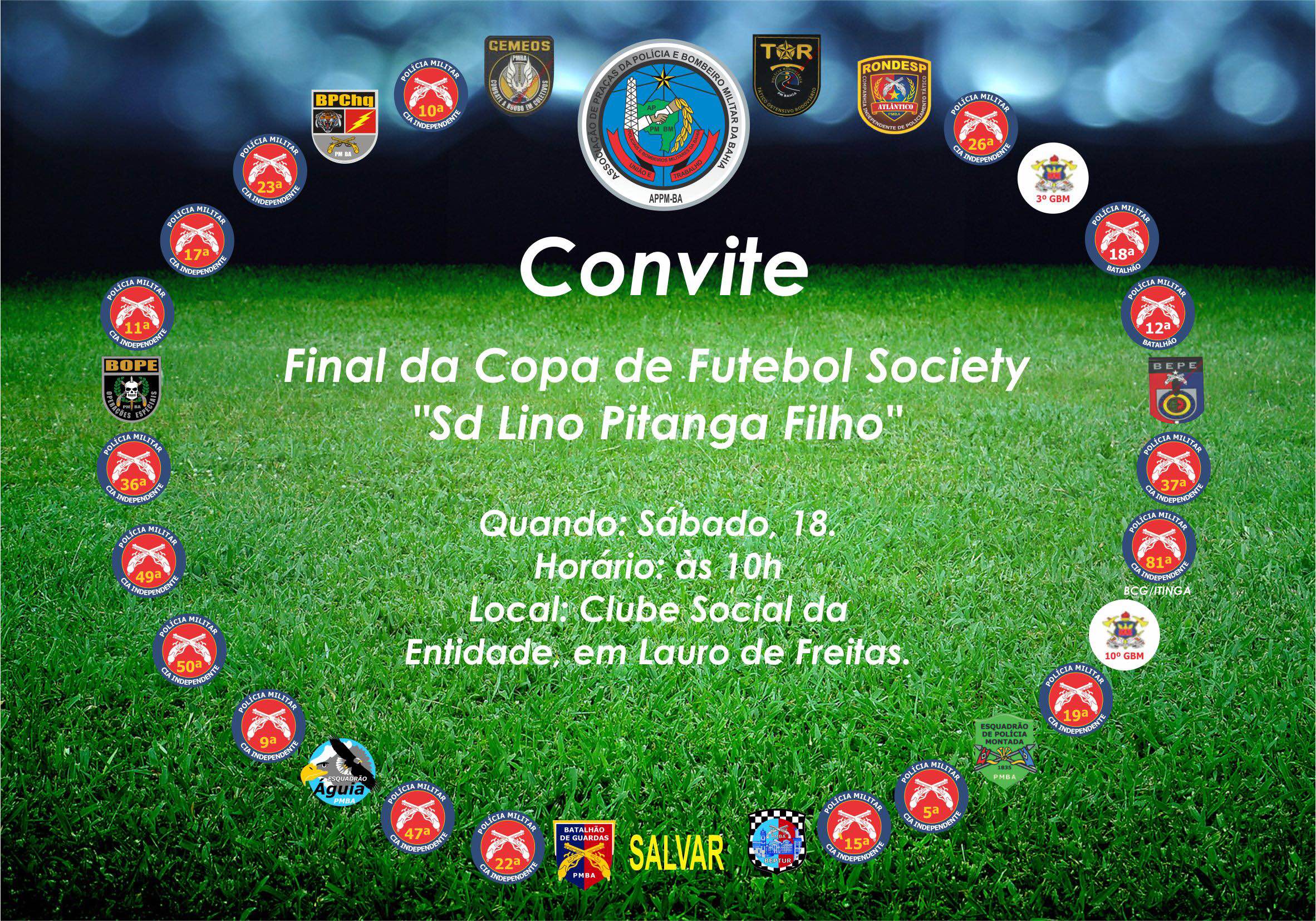 Convite - Premiação Copa SD Lino Pitanga, edição 2017