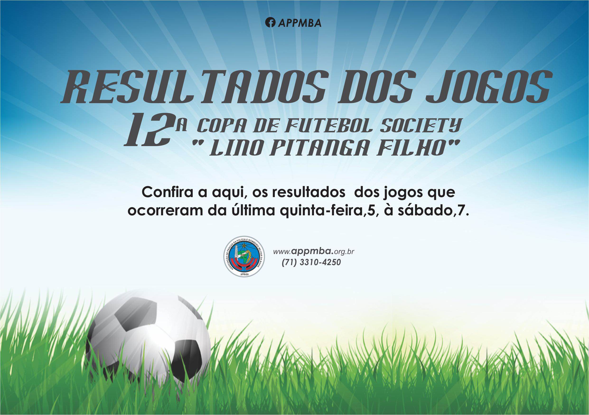Resultados dos Jogos Copa Lino Pitanga, dias 5 a 7 de outubro