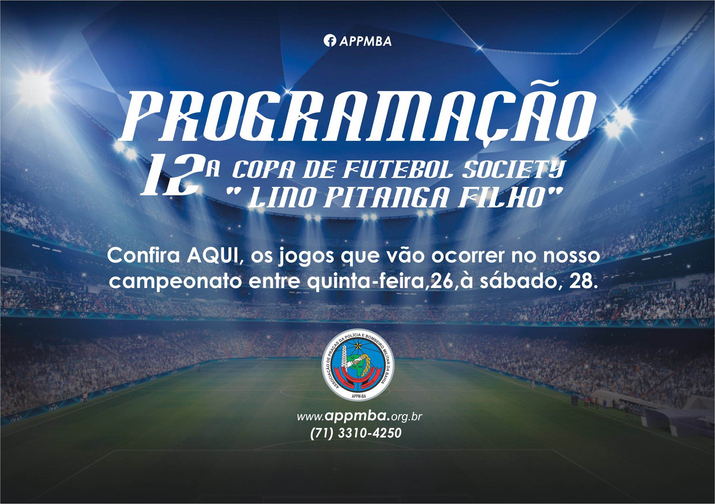 Programação de Jogos Copa Lino Pitanga de 26 a 28 de outubro de 2017