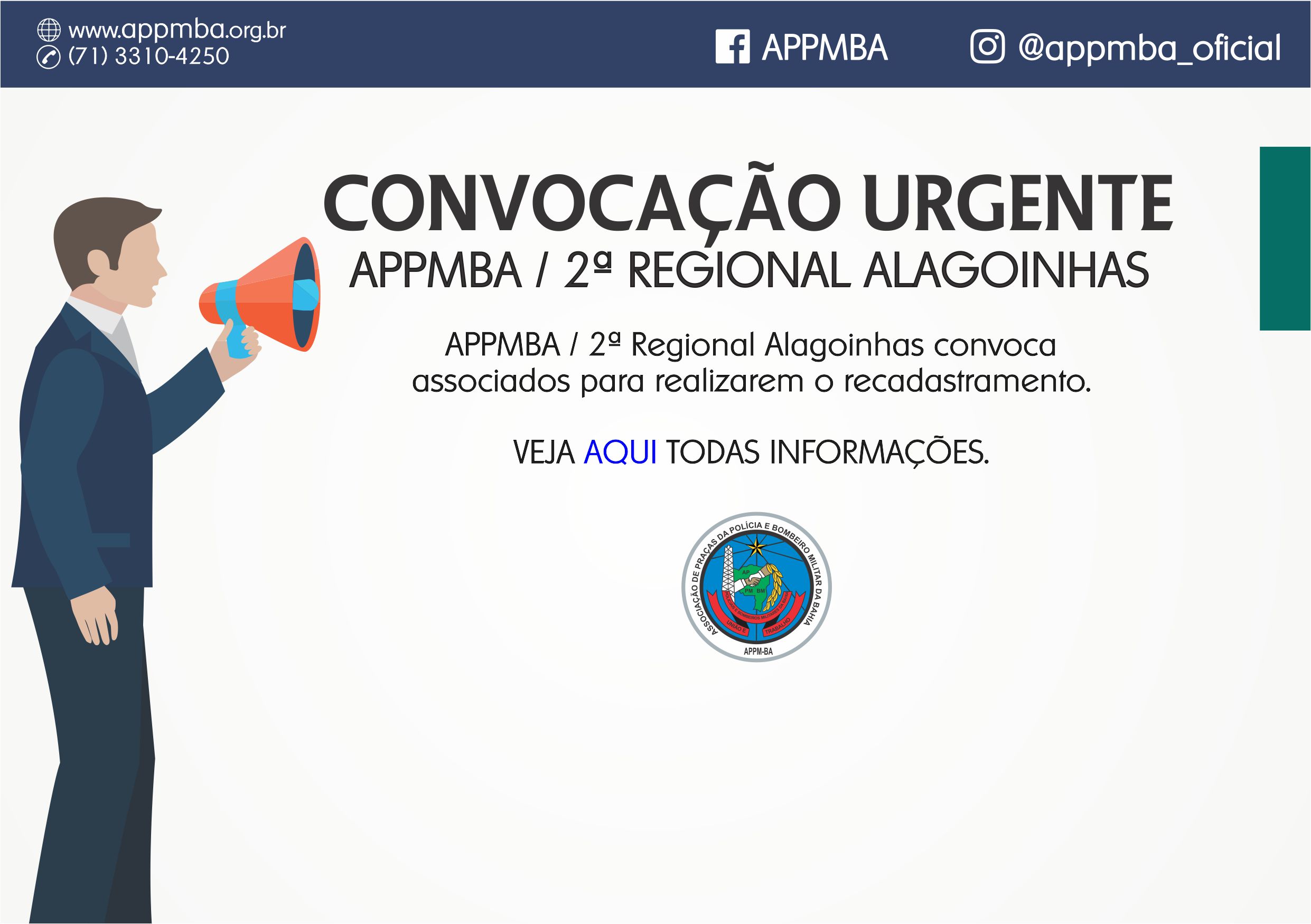 Convocação urgente para recadastramento associados de Alagoinhas