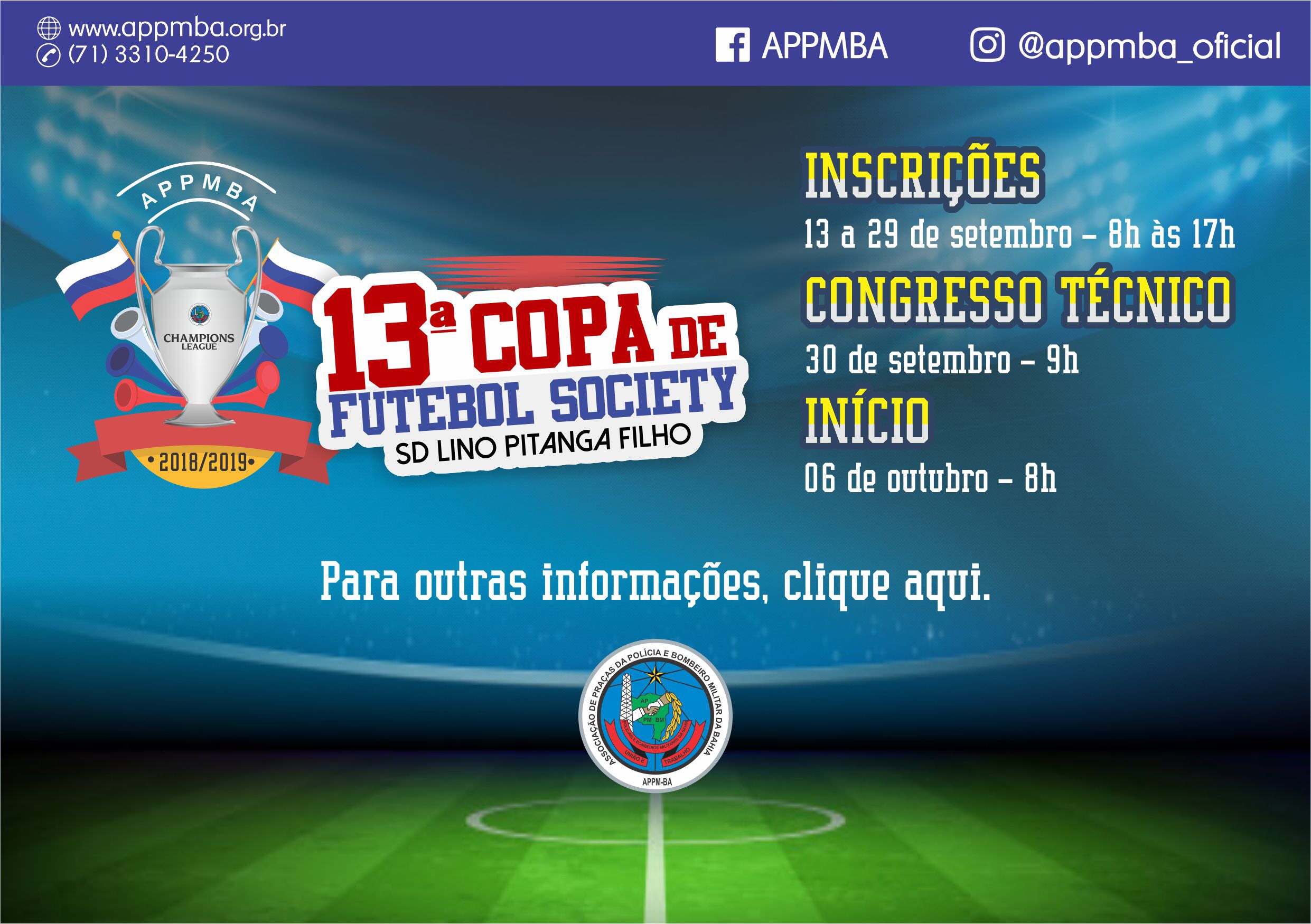 Inscrições para a 13ª Copa “SD Lino Pitanga Filho” começam nesta quinta-feira, 13