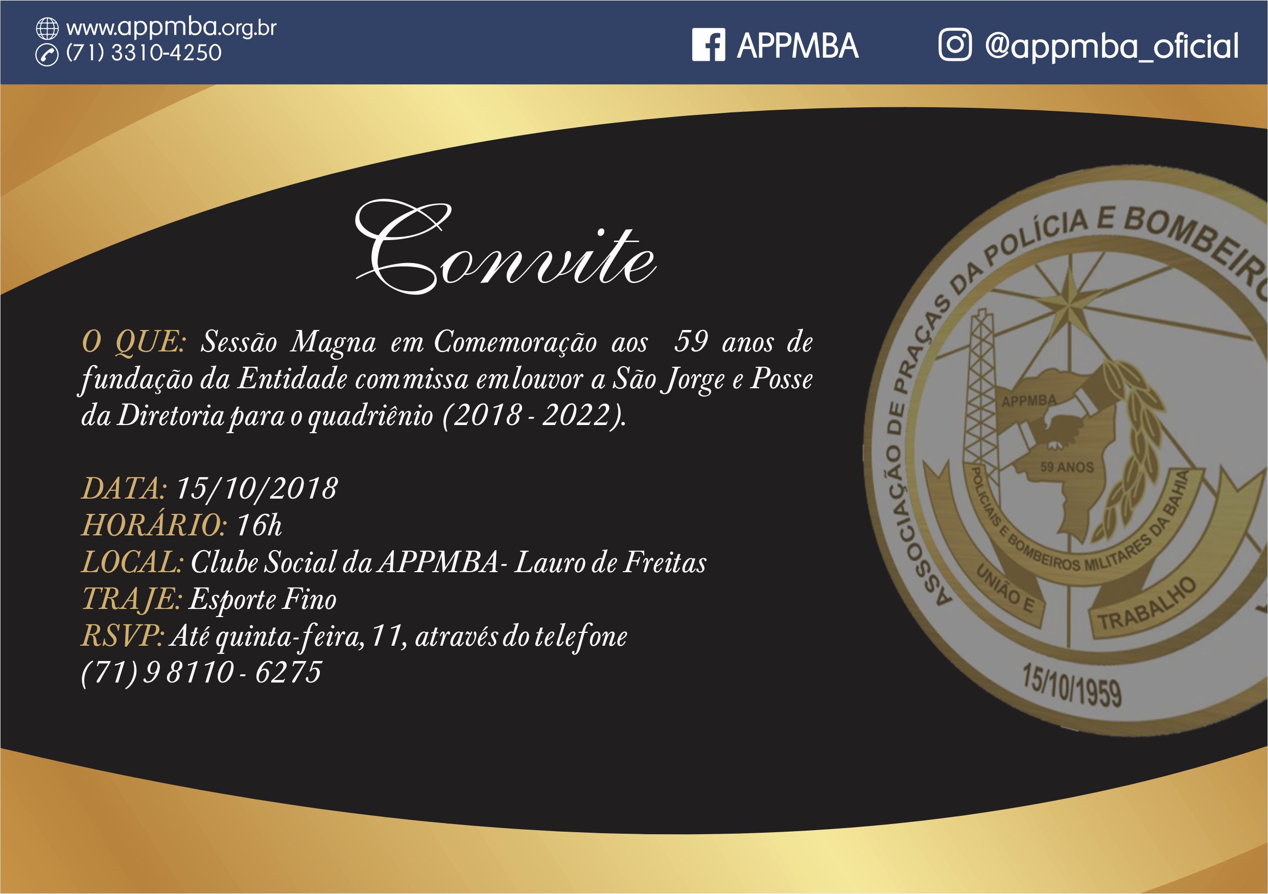 Convite - Posse da Diretoria (quadriênio 2018-2022)