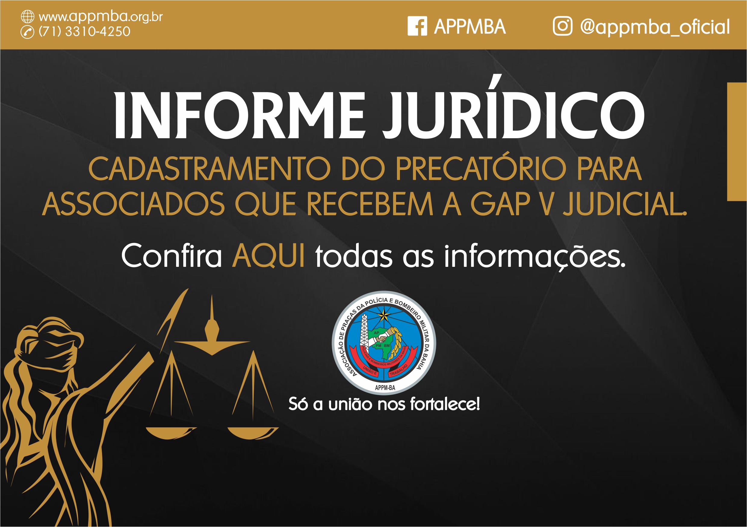 Cadastramento do Precatório para associados da APPMBA que recebem a GAP V judicial.