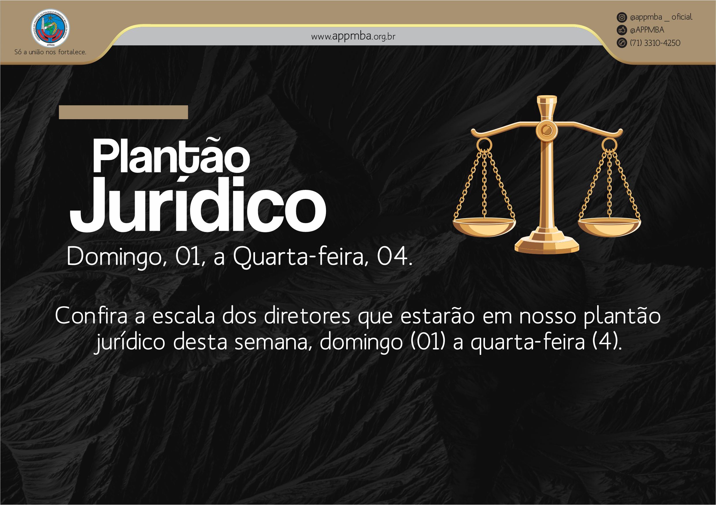 Plantão Jurídico APPM-BA, de 1 a 4/3/2020