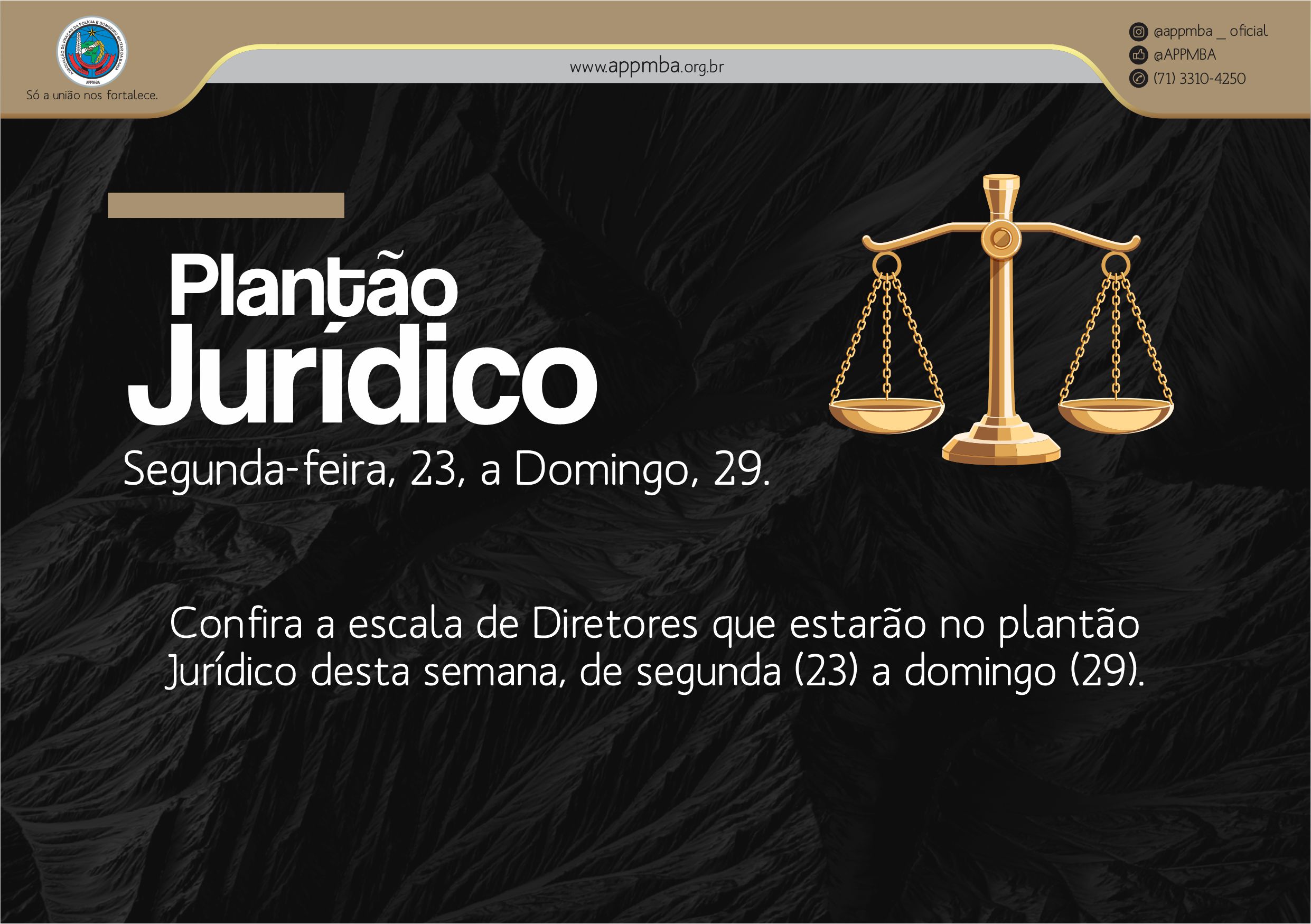 Plantão Jurídico APPM-BA, de 23 a 29/3/2020