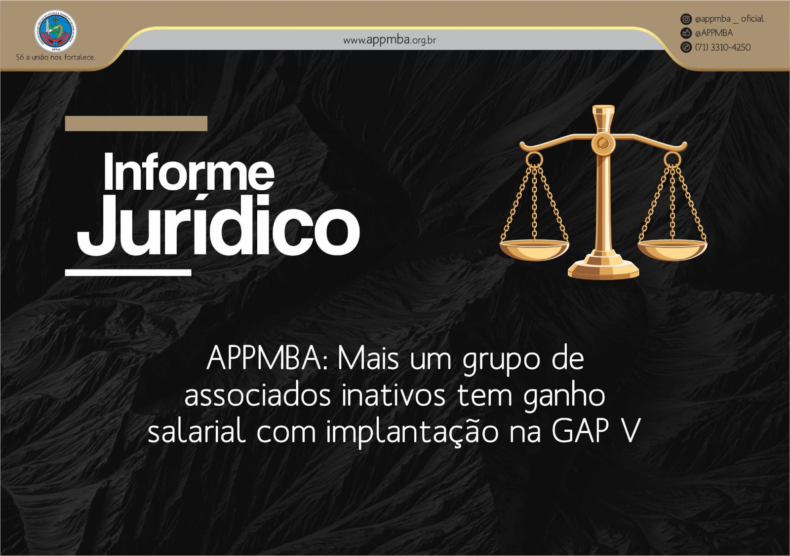 APPMBA: Mais um grupo de associados inativos tem ganho salarial com implantação na GAP V