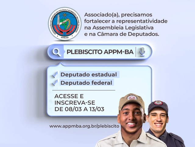 Plebiscito APPMBA: exclusivo para associado (a)!