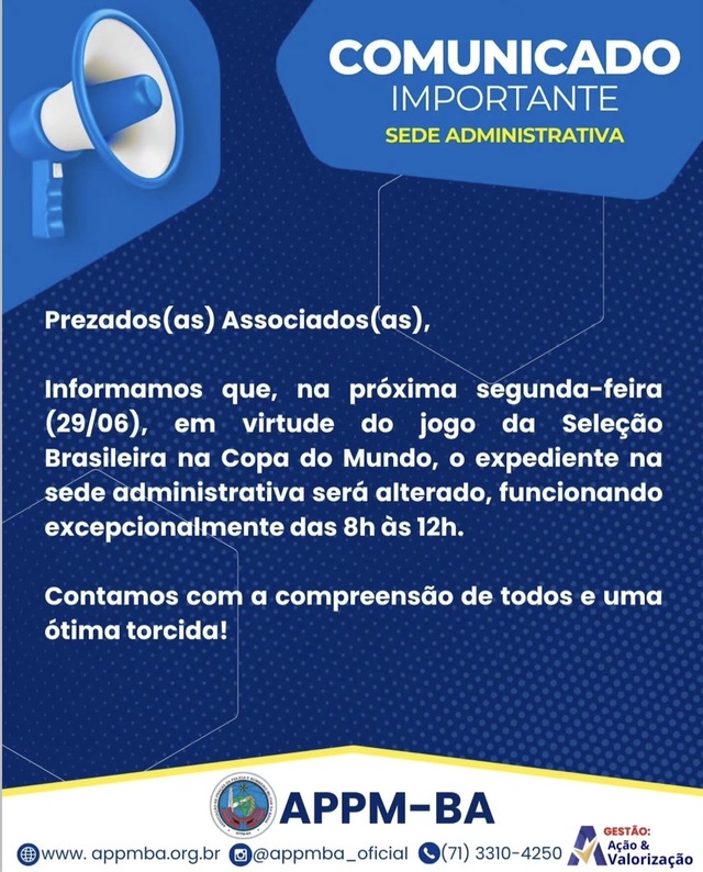 Expediente na Sede dia 29/06